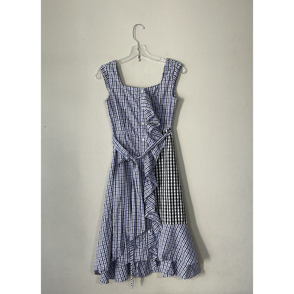 Jucy Judy Gingham‎ Print Button Front Ruffle Dress Preppy Cottagecore Belted